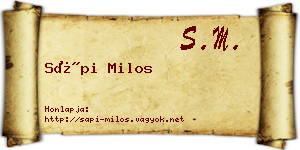 Sápi Milos névjegykártya